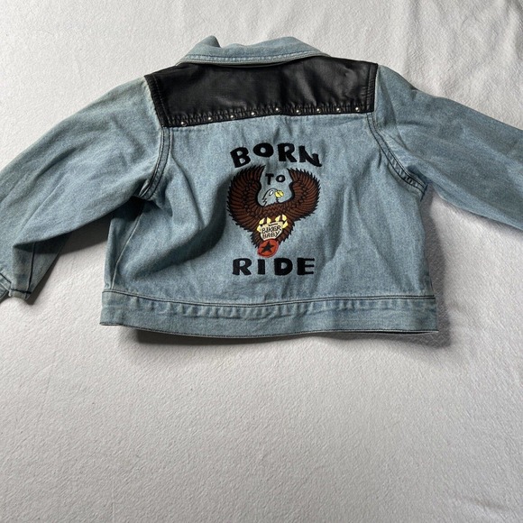 Born to Ride Denim toddler 3T jacket Biker blue jean jacket Go Baby Tag - Picture 1 of 16